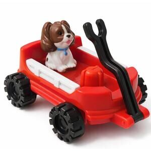 Fisher Price Little People Red Wagon Truck w Attached Puppy Dog Farm Vehicle Toy